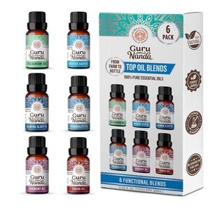 GuruNanda Essential Oil Blends (Set of 6) – Natural Essential Oil Set